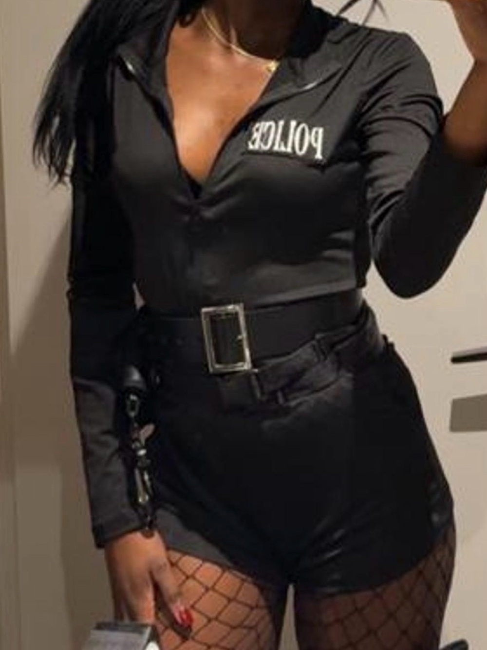 Police Graphic Long-Sleeve jumper ONLY - Black (PERFECT for HALLOWEEN)